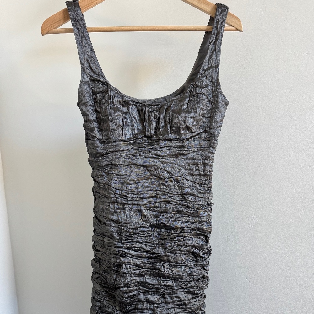 Nicole Miller crinkled metallic dress